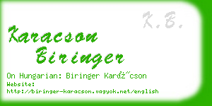 karacson biringer business card